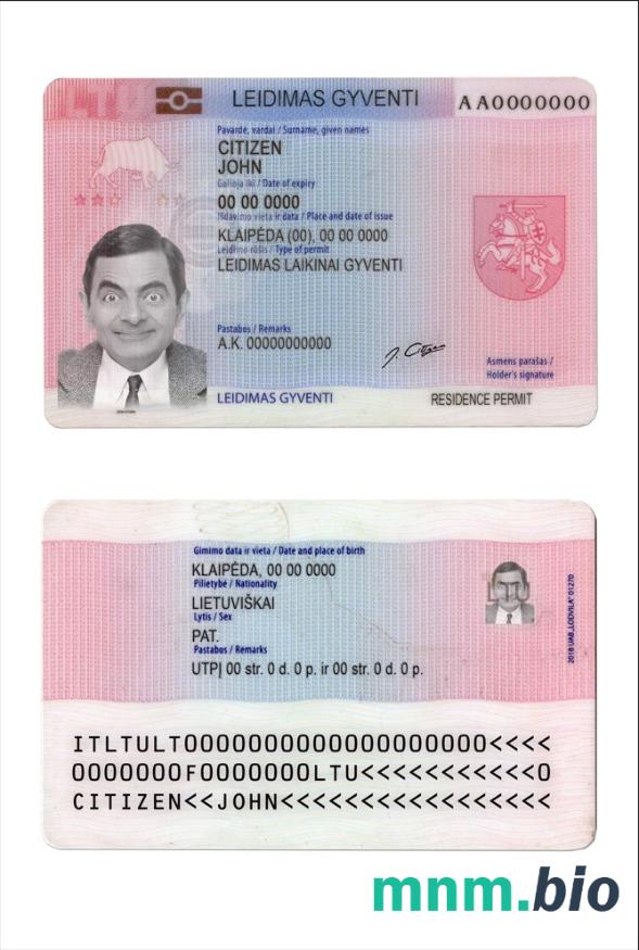 Litwa karta pobytu 2022-obecnie w pełni edytowalna, Pobierz